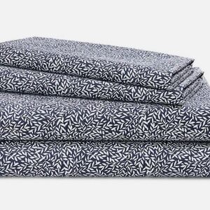 Ralph Lauren Spencer Leaf Sateen Cotton Sheet 4 Pc Set Navy Queen $ 170 New